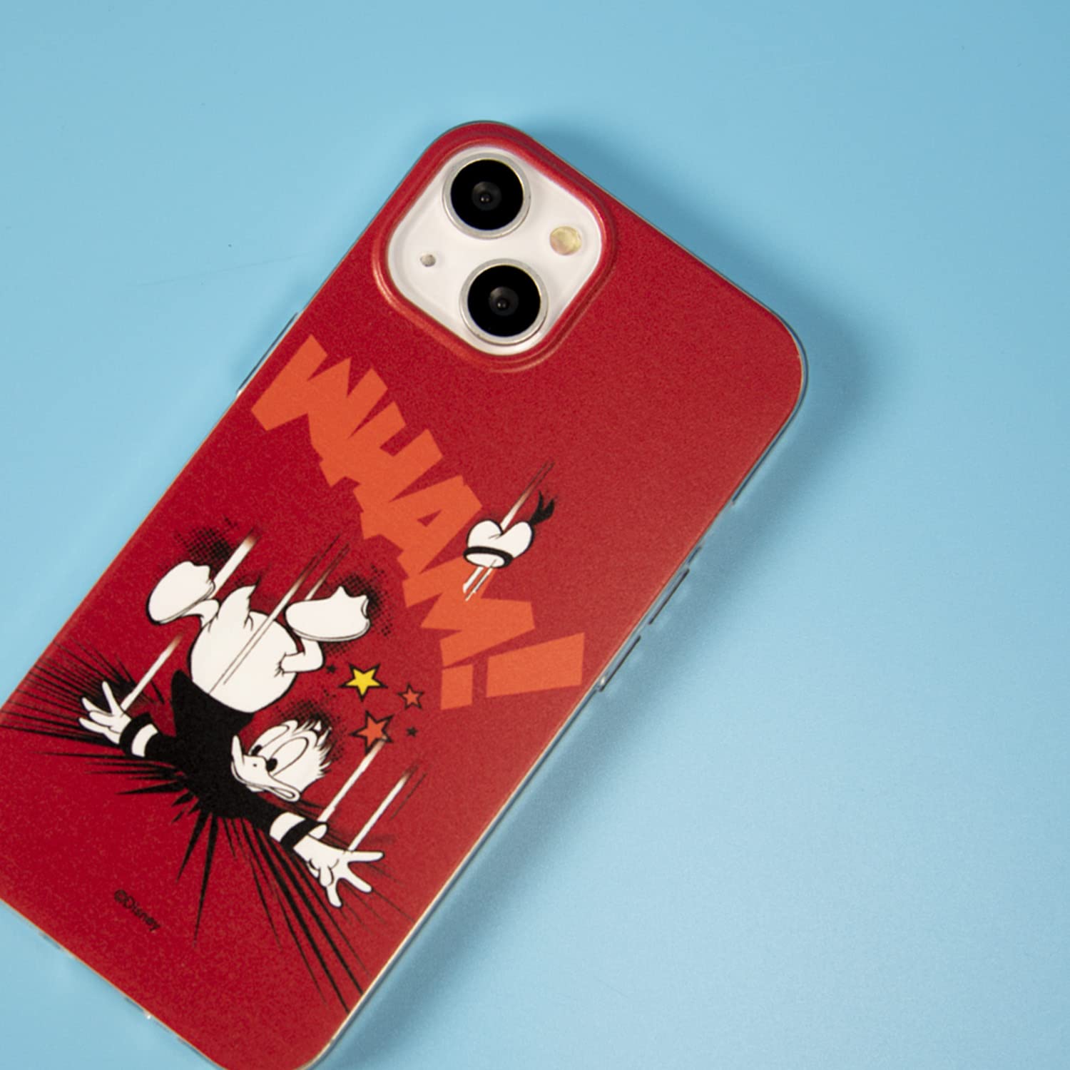 Disney Paperino sfondo rosso cover iPhone 15 Pro silicone