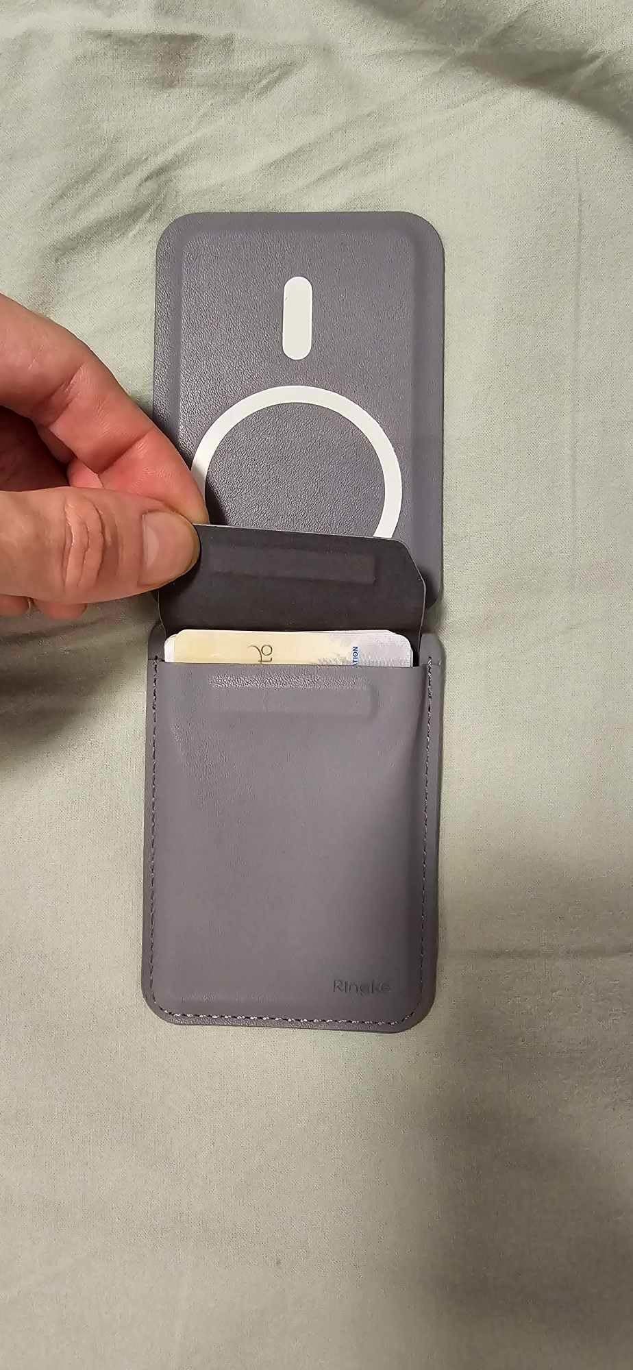 Ringke Stand Wallet Portafoglio Magnetico Pelle 3 Carte Grigio