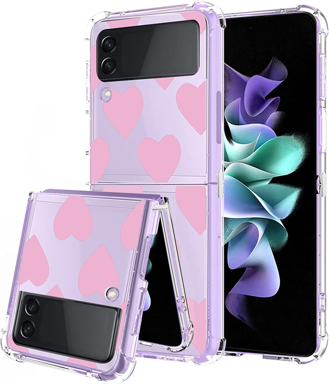 Redpepper Galaxy Z Flip 4 cover trasparente cuore rosa slim