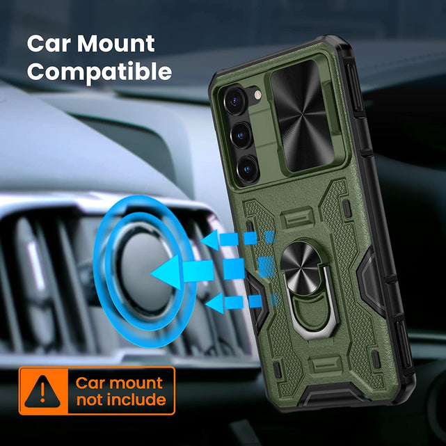 Redpepper Galaxy S23 Plus Cover Verde con Stand e Copri Fotocamera
