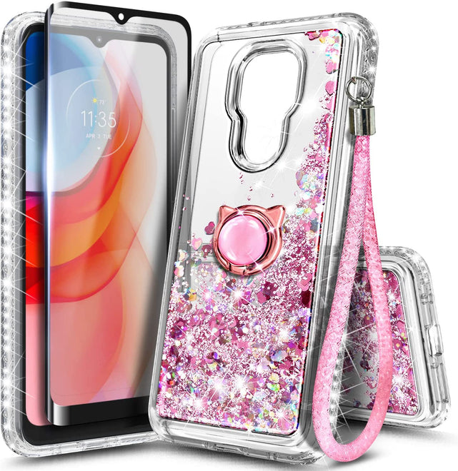 Redpepper Moto G Play 2021 Cover Glitter Rosa Aqua TPU Slim