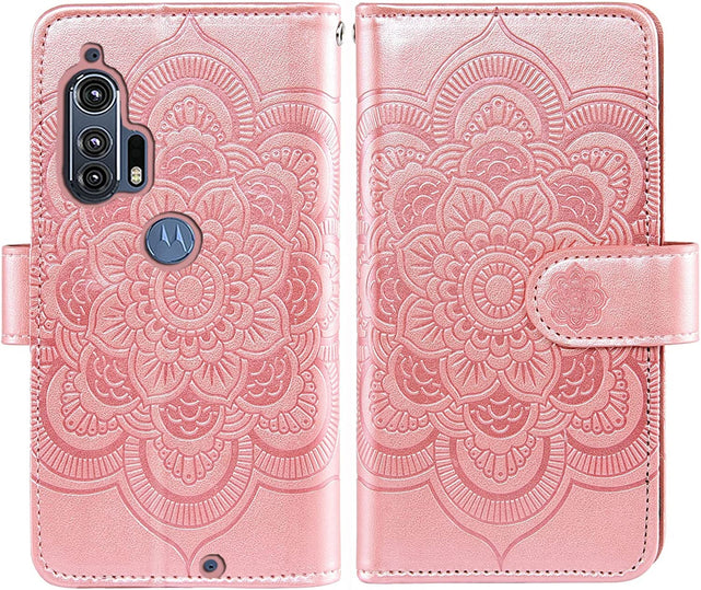 Redpepper Moto Edge Plus Cover Portafoglio Oro Rosa con Zip
