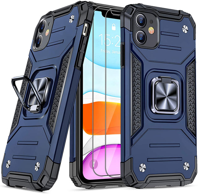 Redpepper Apple Cases Cover iPhone 11 Nero Anello Stand Militare
