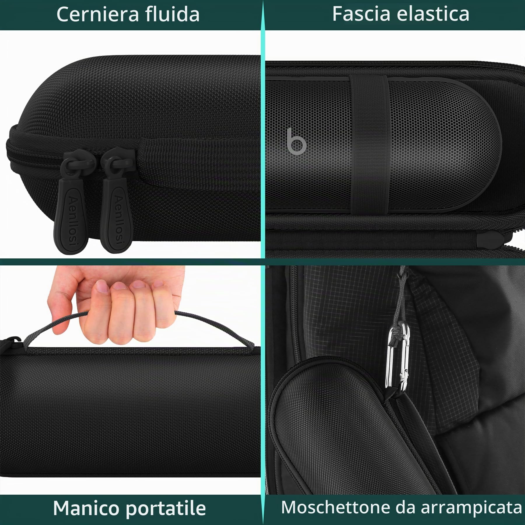 Aenllosi Speaker Case custodia Beats Pill EVA Nero Opaco