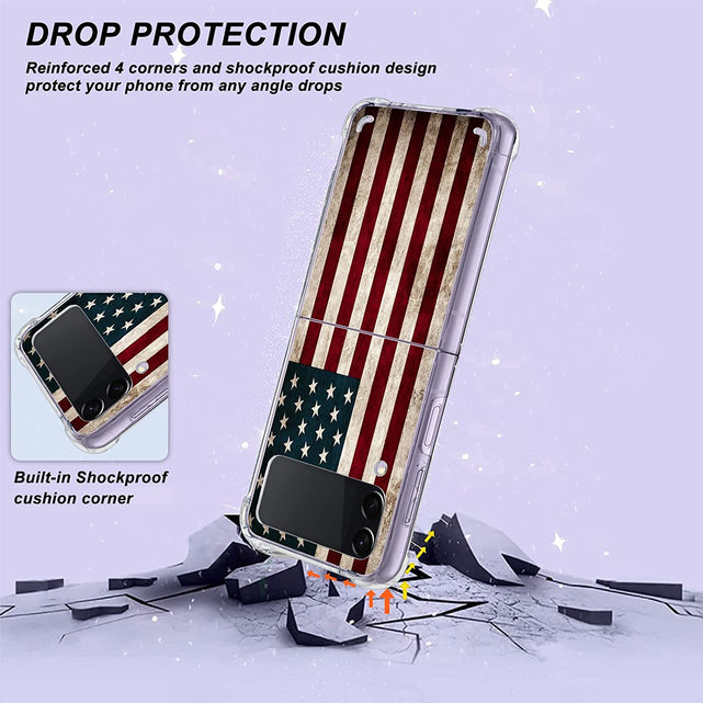 Redpepper Z Flip 4 Custodia Bumper Cover Bandiera USA